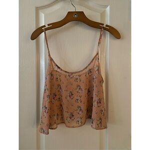 Dainty Hooligan Peach Floral Cropped Tank Top Size Medium NWOT